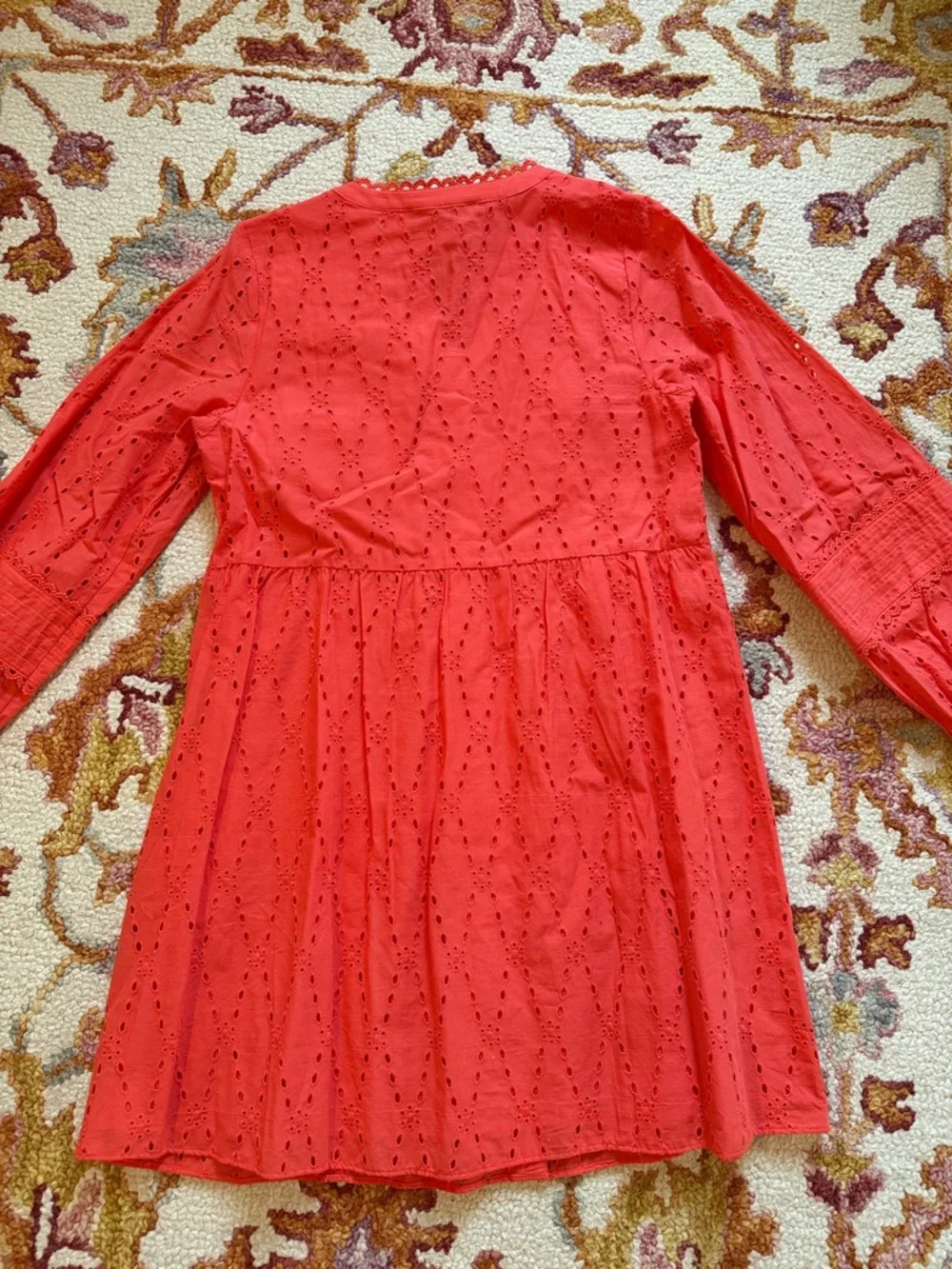 4/$25 SALE LOFT Coral Eyelet Button-Front Dress with Scalloped Neckline - Picture 8 of 8